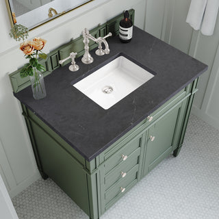 36 Inch Brittany Freestanding Vanity in Smokey Celadon / Charcoal Soapstone Top