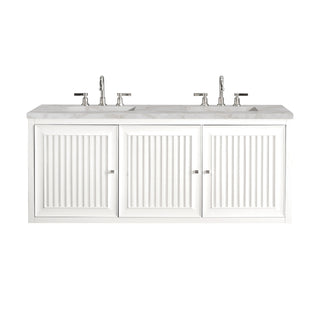 60 Inch Athens Dual Mount Vanity in Glossy White / Victorian Silver Top