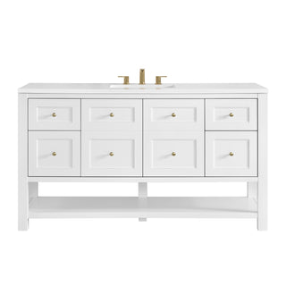 60 Inch Breckenridge Freestanding Vanity in Bright White / White Zeus Top