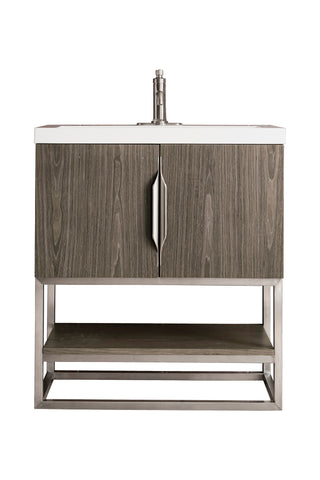 31.5 Inch Columbia Freestanding Vanity in Ash Gray / White Glossy Top