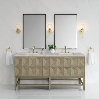 72 Inch Emmeline Freestanding Vanity in Pebble Oak / Victorian Silver Top