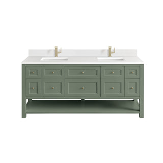 72 Inch Breckenridge Freestanding Vanity in Smokey Celadon / White Zeus Top