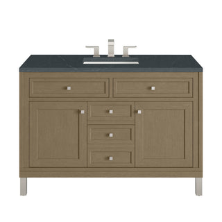 48 Inch Chicago Freestanding Vanity in Walnut Whisper / Charcoal Soapstone Top