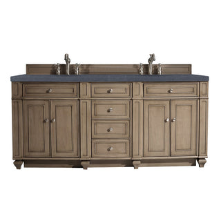 72 Inch Bristol Freestanding Vanity in Whitewashed Walnut / Charcoal Soapstone Top