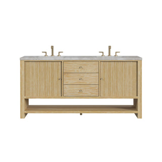 72 Inch Marigot Freestanding Vanity in Sunwashed Oak / Victorian Silver Top