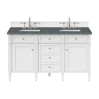 60 Inch Brittany Freestanding Vanity in Bright White / Parisien Bleu Top