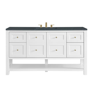 60 Inch Breckenridge Freestanding Vanity in Bright White / Charcoal Soapstone Top