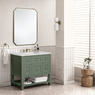36 Inch Breckenridge Freestanding Vanity in Smokey Celadon / Victorian Silver Top