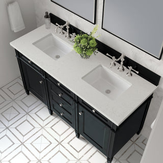 60 Inch Brittany Freestanding Vanity in Black Onyx / Lime Delight Top