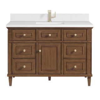 48 Inch Lorelai Freestanding Vanity in Mid-Century Walnut / White Zeus Top