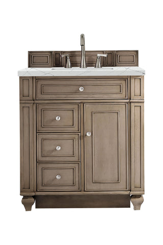 30 Inch Bristol Freestanding Vanity in Whitewashed Walnut / Ethereal Noctis Top