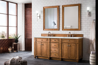 72 Inch Bristol Freestanding Vanity in Saddle Brown / Ethereal Noctis Top