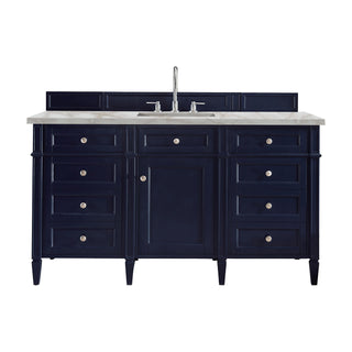 60 Inch Brittany Freestanding Vanity in Victory Blue / Victorian Silver Top