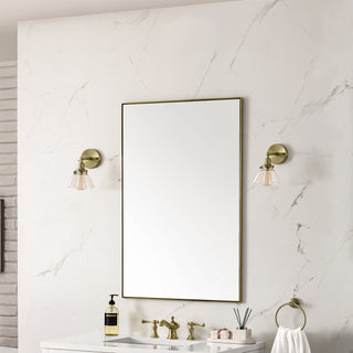 Rohe 26" Rectangular Mirror, Champagne Brass