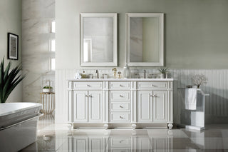 72 Inch Bristol Freestanding Vanity in Bright White / Arctic Fall Solid Surface Top