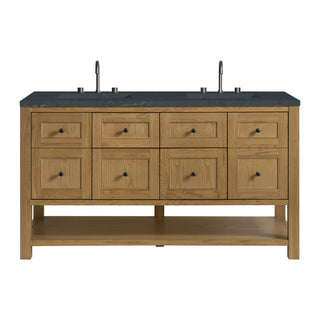 60 Inch Breckenridge Freestanding Vanity in Light Natural Oak / Charcoal Soapstone Top