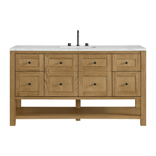 60 Inch Breckenridge Freestanding Vanity in Light Natural Oak / Ethereal Noctis Top