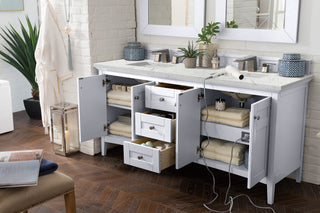 72 Inch Palisades Freestanding Vanity in Bright White / Eternal Jasmine Pearl Top