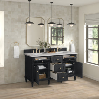 60 Inch Lorelai Freestanding Vanity in Black Onyx / Ethereal Noctis Top