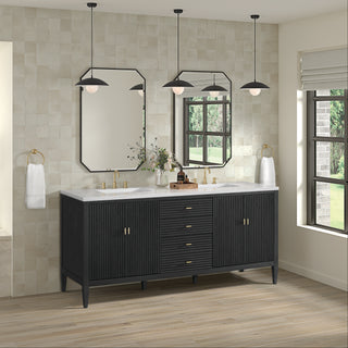 72 Inch Myrrin Freestanding Vanity in Carbon Oak / Arctic Fall Top