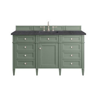 60 Inch Brittany Freestanding Vanity in Smokey Celadon / Charcoal Soapstone Top
