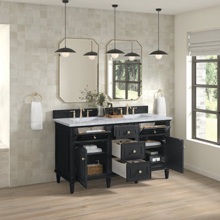 60 Inch Lorelai Freestanding Vanity in Black Onyx / Carrara White Top