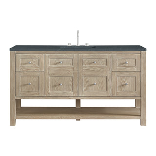 60 Inch Breckenridge Freestanding Vanity in Whitewashed Oak / Charcoal Soapstone Top