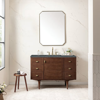 48 Inch Amberly Dual Mount Vanity in Mid-Century Walnut / Parisien Bleu Top