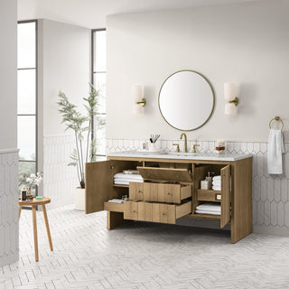60 Inch Hudson Freestanding Vanity in Light Natural Oak / Lime Delight Top