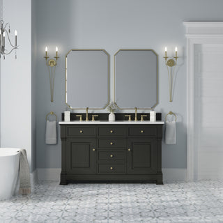 60 Inch Brookfield Freestanding Vanity in Black Onyx / White Zeus Top