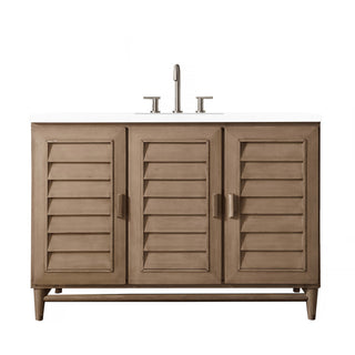 48 Inch Portland Freestanding Vanity in Whitewashed Walnut / White Zeus Top