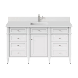 60 Inch Brittany Freestanding Vanity in Bright White / White Zeus Top