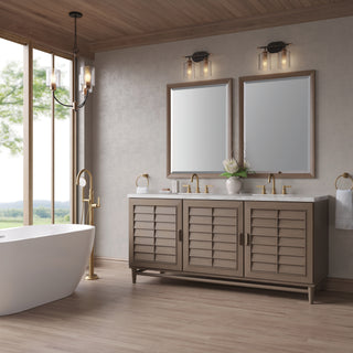 72 Inch Portland Freestanding Vanity in Whitewashed Walnut / Victorian Silver Top