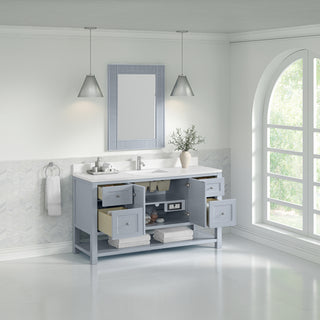 60 Inch Breckenridge Freestanding Vanity in Serenity Blue / White Zeus Top