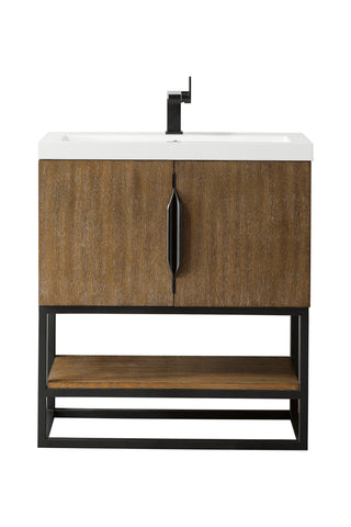 31.5 Inch Columbia Freestanding Vanity in Latte Oak / White Glossy Top