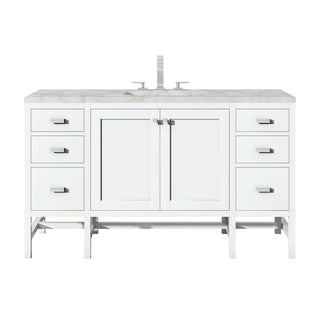 60 Inch Addison Freestanding Vanity in Glossy White / Victorian Silver Top