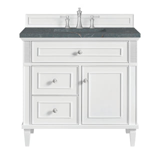 36 Inch Lorelai Freestanding Vanity in Bright White / Parisien Bleu Top