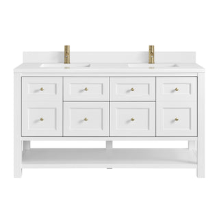 60 Inch Breckenridge Freestanding Vanity in Bright White / White Zeus Top