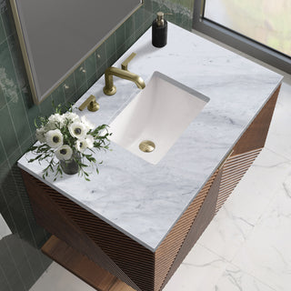 36 Inch Marcello Floating Vanity in Chestnut / Carrara White Top