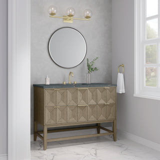 48 Inch Emmeline Freestanding Vanity in Pebble Oak / Parisien Bleu Top