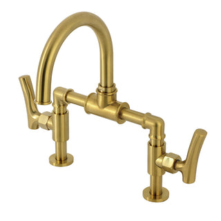 Hallerbos Bridge Bathroom Faucet in Brushed Brass