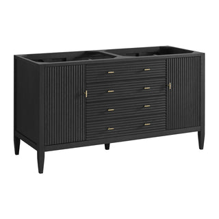 60 Inch Myrrin Freestanding Vanity in Carbon Oak / Eternal Jasmine Pearl Top