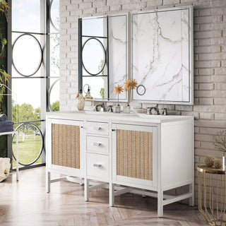60 Inch Addison Freestanding Vanity in Glossy White / Lime Delight Top