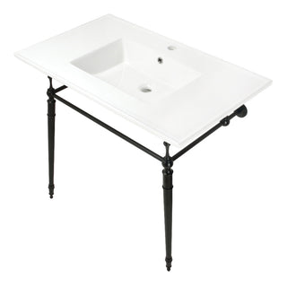 Edwardian 37.38 Inch Console Sink in White