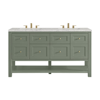 60 Inch Breckenridge Freestanding Vanity in Smokey Celadon / Eternal Jasmine Pearl Top
