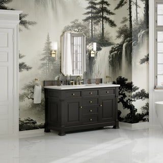 60 Inch Brookfield Freestanding Vanity in Black Onyx / Lime Delight Top
