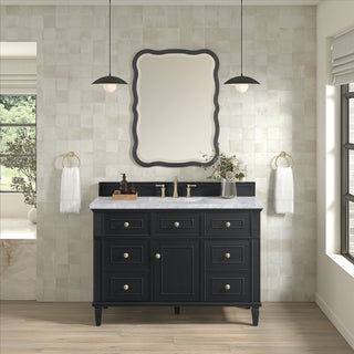 48 Inch Lorelai Freestanding Vanity in Black Onyx / Carrara White Top