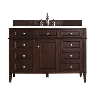 48 Inch Brittany Freestanding Vanity in Burnished Mahogany / White Zeus Top