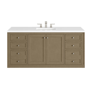 60 Inch Chicago Freestanding Vanity in Walnut Whisper / White Zeus Top