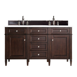 60 Inch Brittany Freestanding Vanity in Burnished Mahogany / White Zeus Top